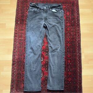 Levi's 514 Washed black Denim Jeans with Leather Patch Mens 33x32